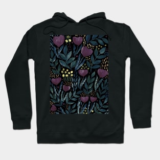 Watercolor flower garden -  purple night Hoodie